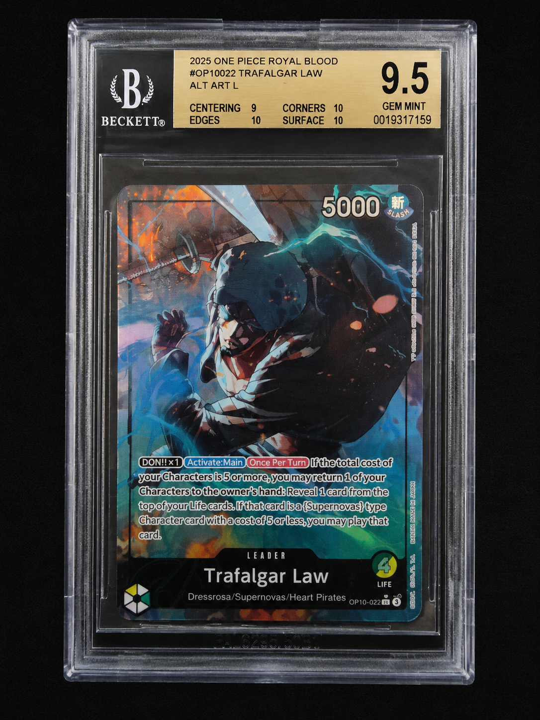 ONE PIECE Card Game – Trafalgar Law OP10-022 Alternate Art – BGS 9.5 GEM MINT – English