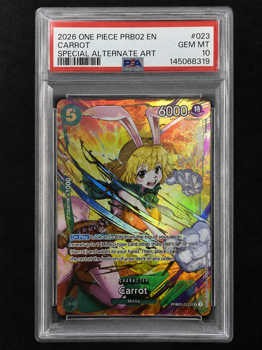 ONE PIECE Card Game – Carrot OP08-023 Special Alternate Art – PRB02 – PSA 10 GEM MINT – ENG