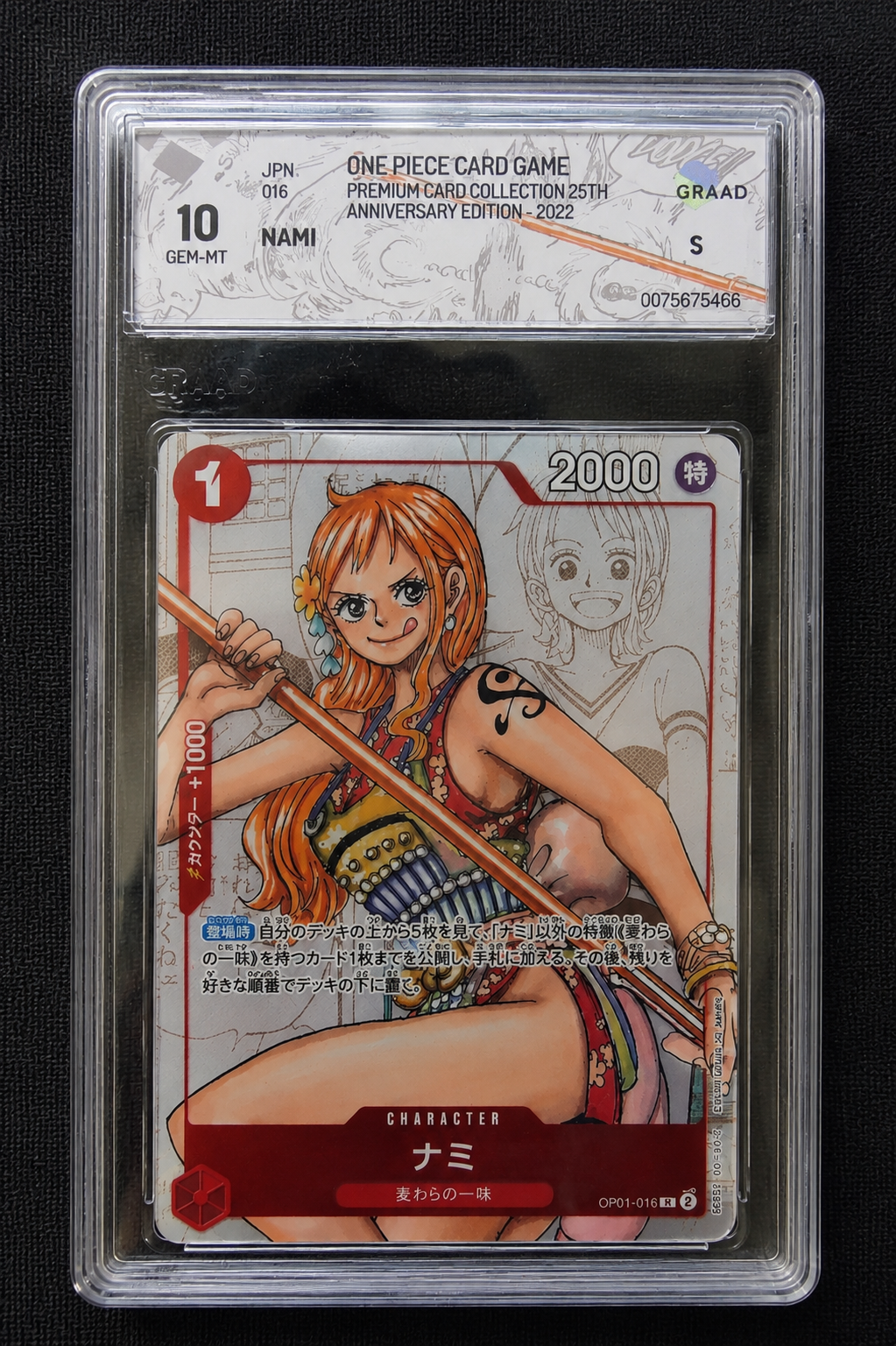One Piece Card Game – Nami OP01-016 – 25th Anniversary – GRAAD 10 GEM-MT